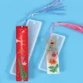 DIY Silikon-Lesezeichenformen mit dekorativen Blumen-Harz-Handwerk-Set und Quasten - Kleines und Mittleres Lesezeichen-Set (zh079) / Weiß