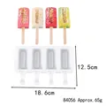 White 4-cavity silicone popsicle mold with 18.6cm by 12.5cm dimension details - Groove (84056) / 4 Pieces/Pack