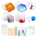 Kit completo de herramientas para resina epoxi DIY con moldes de silicona - Juego de Herramientas de Resina (Y022) / Juego de 37 Piezas