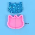 Pink cat head shaped silicone mold for DIY resin crafting with size and weight details - Cat Head Style (50-2720)