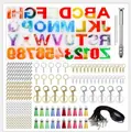 Complete DIY epoxy resin alphabet and number mold kit with keychain accessories. - Alphabet Number DIY Epoxy Kit (84034)