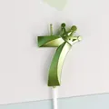Vela de cumpleaños número 7 verde metalizado con corona para decoración de pasteles - Corona Número 7 / Paquete Individual / Verde