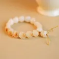 Elegant handmade toasted cat paw Bodhi root bracelet featuring natural white seed beads - Cat Paw Style (With Pendant No Tail Bead)