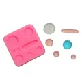 Pink silicone baking mold Y-11 with various biscuit and bread shapes and resin samples - Y-11 Style (Y-11) / Pink