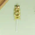 Vela de cumpleaños dorada número 8 con mini corona y lazo de oro para tarta - Corona Número 8 / Dorado