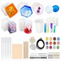 Kit completo de herramientas para resina epoxi DIY con moldes de silicona y purpurina - Juego de Herramientas de Resina (Y017) / Juego de 184 Piezas