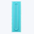 Light blue plastic cake scraper with serrated edges for fondant cream and icing - Medium Square Teeth Style (84004-20)