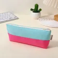 Color-blocked pink and cyan oxford boat-shaped pencil case for stationery storage - Light Green + Rose Red