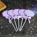5er-Set violette wolkenförmige leere DIY-Kuchenaufsätze mit Schleifen für Geburtstage - 5er Set / Lila