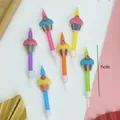 Juego de 6 velas de cumpleaños de colores con forma de cupcake y soportes, 6 cm de altura - Vela de Pastel de Lápiz / Juego de 6