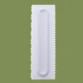 White plastic cake cream scraper with serrated edges for baking fondant patterns - Double Pitch Serrated (84004-2)