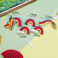 Red Chinese dragon cake topper set with dimensions for Year of the Dragon decoration - Soft Glue 3D Dragon 5-Piece Set / Five-Piece Set