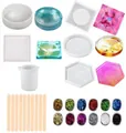 Kit completo de bricolaje de resina epoxi con moldes de silicona y purpurina de colores - Juego de herramientas DIY con purpurina (PA045) / 28 Piezas/Paquete