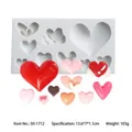 Multi-size heart silicone mold for DIY chocolate fondant and cake decorating art - Winged Heart LOVE (50-1712-B) / Gray
