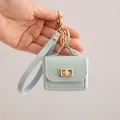 Mini-Geldbörse Schlüsselanhänger aus PU-Leder in Hellblau für Kopfhörer und Taschen - Seeblau