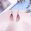 Elegant cicada wing drop earrings with red gradient and silver foil flakes - Silver Foil Style / Red Gradient