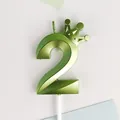 Vela de cumpleaños número 2 verde metálico con corona para pasteles de fiesta. - Corona Número 2 / Paquete Individual / Verde