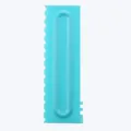 Blue plastic cake scraper tool with scalloped edge for cream smoothing and decorating - Wave and Teeth Edge (84004-4)
