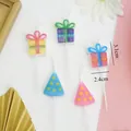 Lindas velas de cumpleaños con forma de caja de regalo y gorro de fiesta para decoración - Vela Caja de Regalo
