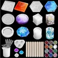 Kit completo de resina epoxi DIY con moldes de silicona y suministros de purpurina - Juego de herramientas DIY con purpurina (Y098) / Juego de 40 Piezas
