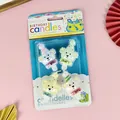 Set de cuatro lindas velas de cumpleaños de osos con gorritos para decorar pasteles - Panda con sombrero / Juego de 4 / Multicolor