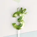 Vela de cumpleaños número 3 verde metalizado con corona para decoración de pasteles - Corona Número 3 / Paquete Individual / Verde