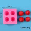 Mini Erdbeer Silikonform für Schokoladen-Fondant Kuchendekoration, SKU 50-3440 - 4-Fach Erdbeere (50-3440)