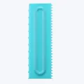 Durable turquoise plastic cake scraper comb tool for cream pattern styling and smoothing - Rectangular Serrated (84004-7)