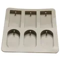 Moule en silicone beige à 6 cavités pour tablettes de cire parfumée DIY et savon artisanal - 3 Cavités Rectangulaire Ovale