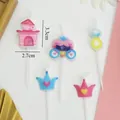 Set de lindas velas de cumpleaños con forma de castillo carruaje y corona color pastel - Vela Castillo Corona