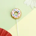 Adorable bougie d'anniversaire rétro en forme de donut avec pépites colorées pour décoration - Donut / Blanc