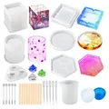Kit de herramientas de resina epoxi DIY con moldes de silicona, tazas y pipetas - Juego de herramientas de resina DIY (PA033) / 28 Piezas/Paquete