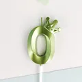 Vela de cumpleaños número 0 verde metálico con corona para tartas de fiesta - 1 Pieza / Verde