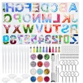Comprehensive alphabet and number resin mold DIY kit with various keychain accessories - Alphabet Number Crystal Epoxy Set (152pcs Y097)