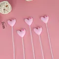 Decoraciones para pasteles con forma de corazón rosa de goma suave para San Valentín - 5 Piezas / Rosa