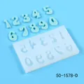 Moule en silicone chiffres 0-9 bleu clair pour fondant DIY et artisanat en résine - Blanc-Nombres (50-1578-D)