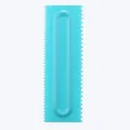 Light blue plastic cake scraper comb tool with serrated edges for fondant and cream icing. - Equal Square Serrated Style (84004-29)