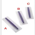 Set of 3 professional plastic cake scrapers with purple handles for cake styling - 3-Piece Cream Scraper Set (52127)
