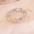 Détail du collier bracelet à 3 rangs en perles de fluorite et de calcédoine multicolores - Style Fluorite Et Calcédoine