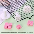 Set van 3 witte bloemvormige uitsteker met veer voor taart- en bakdecoraties - Hortensia (01102) / 3-delige set