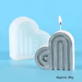 Grey heart-shaped arch candle and white silicone mold with rainbow U-pattern, 86g - Heart Rainbow Bridge (50-2851-D) / White