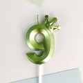 Vela de cumpleaños número 9 verde metálico con decoración de corona para fiestas - Corona Número 9 / Paquete Individual / Verde