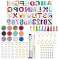 Complete alphabet and number silicone mold DIY epoxy resin keychain making tool kit - Alphabet Number DIY Keychain Set (128pcs Y140)