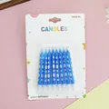 Pack of 8 blue birthday candles with white polka dots for cake party decorations - Polka Dot Pencil Style / 8Pcs Set / Blue