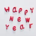 Red soft rubber Happy New Year alphabet letters for cake topper and festive party decor - Soft Glue English Letter Ornament / Happy New Year Set / Red