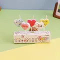 Set of five colorful heart-shaped party candles with decorative love and smile text - Letter Heart Style / 5 Pcs Set