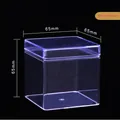 Vista detallada de las dimensiones de la caja de plástico transparente de 65 mm - Caja Cuadrada / 10 Piezas/Paquete (65x65x65mm)