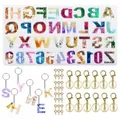 Complete alphanumeric silicone resin mold kit with keychains and gold hardware - Crystal Epoxy Mold Pendant Set (25pcs Y054)
