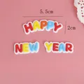 Bunte Happy New Year 3D-Resin Tortenaufsatz Dekoration, Größe 5,5 cm x 2 cm - Frohes Neues Jahr Buchstaben / 5,5 cm x 2 cm