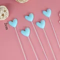 Set de adornos para pasteles con forma de corazón azul para postres románticos, 2 cm - 5 Piezas / Azul